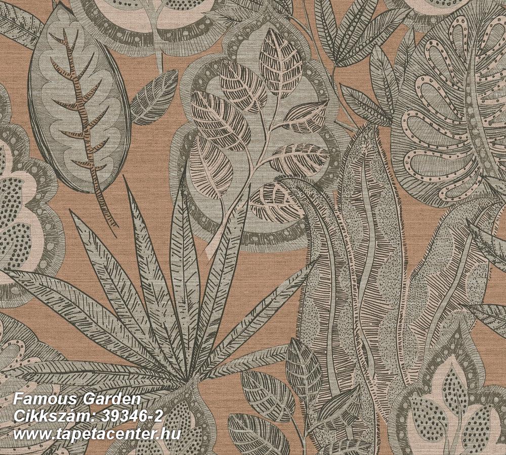 Természeti mintás,textil hatású,barna,bézs-drapp,szürke,súrolható,vlies tapéta 